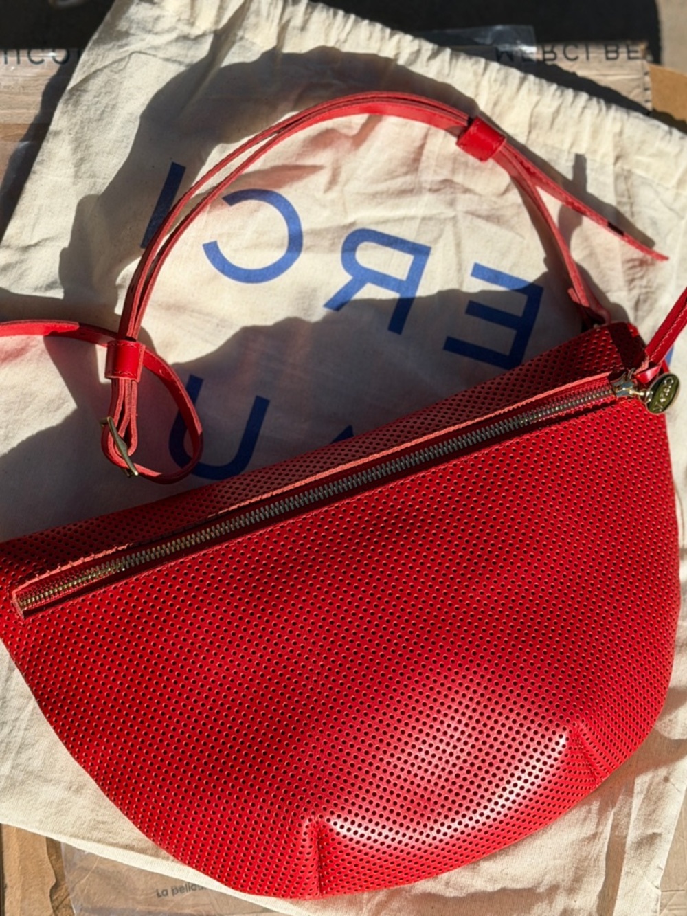 Clare V Grande Fanny Red Tomate Perforated Crossbody Belt Bag Clare V. Vivier - Picture 4 of 10